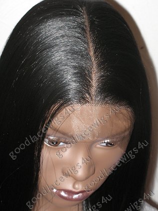 20 Inch Straight Synthetic Lace Front Wig With Glue-less Cap, Wavy Ends and 5 Inch Parting - bx20straightwavyends1b5inchamall1