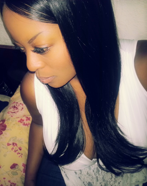 wearing ITEM: BETTY-SWEGL Black Synthetic Lace Front Wig w/Glueless Cap & 3 Inch Part